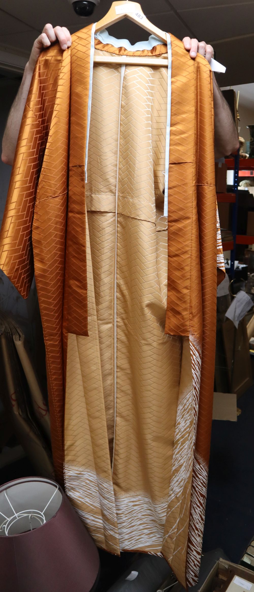 A gentlemans brown satin kimono